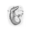 crocodile swimming tattoo design idea