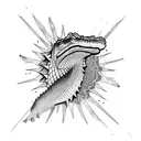 crocodile swimming tattoo design idea