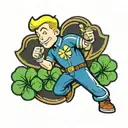 vault boy with 4 leaf clover tattoo design idea