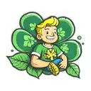 vault boy with 4 leaf clover tattoo design idea