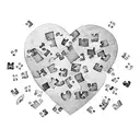 A heart-shaped Brazil flag with puzzle pieces representing autism, surrounded by coffee beans and musical symbols tattoo design idea