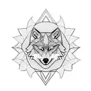 Wolf on forearm with carnations, ankh symbol and compass tattoo design idea