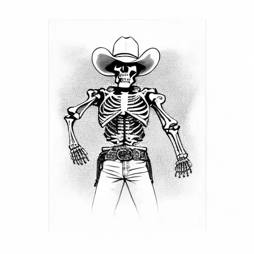 skeleton cowboy holding 3 ace cards tattoo design idea