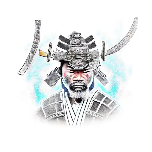 samurai while working with pc tattoo design idea