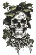  skull with trees growing out of skull  tattoo design idea