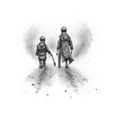 Two brother's walking away holding a controller  tattoo design idea