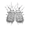 Two brother's walking away holding a controller  tattoo design idea