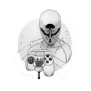 Two brother's walking away holding a controller  tattoo design idea