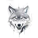 a wolf with its mouth open on the hand, behind it a pack of wolfd as the tattoo progresses up the arm into a forest. tattoo design idea