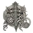 only god can judge me caduceus staff with trinity and Jesus  tattoo design idea