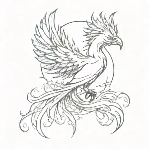 An abstract tattoo of a phoenix rising from the ashes, representing resilience and the ability to overcome obstacles through hard work and determination tattoo design idea