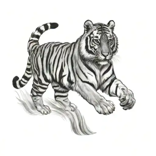 Tiger walking tattoo design idea