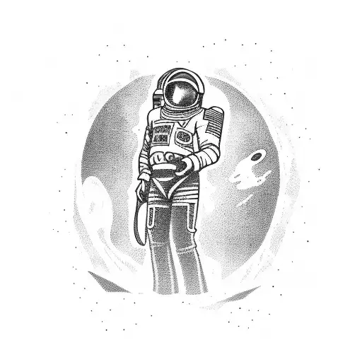Space Cowboy with cowboy hat, blaster and poncho tattoo design idea