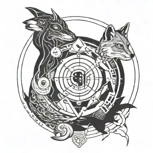 Animal in a portal universe connection tattoo design idea