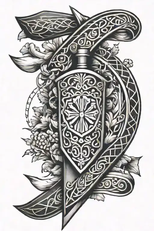 Irish style Samoan sleeve with the Maloney family crest of a bow and arrow integrated  tattoo design idea