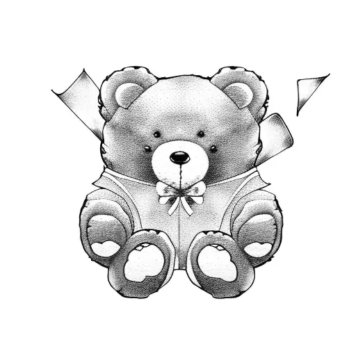 sewing pattern teddy bear  tattoo design idea