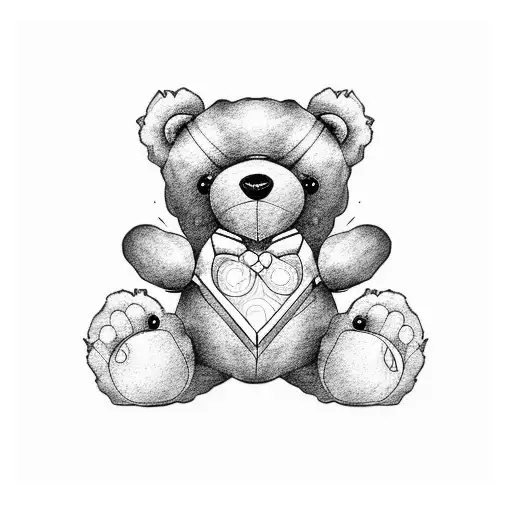 sewing pattern teddy bear  tattoo design idea