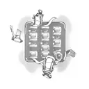 A coding keyboard intertwined with tea leaves tattoo design idea