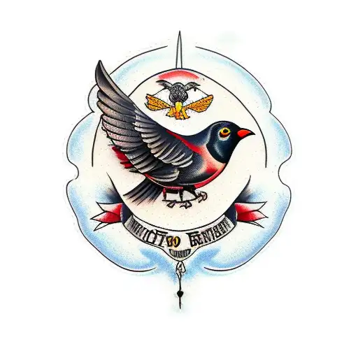 red wing black bird tattoo design idea