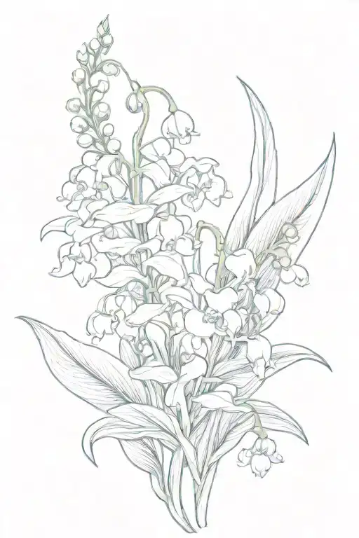 lily of the valley and larkspur flowers intertwined tattoo design idea