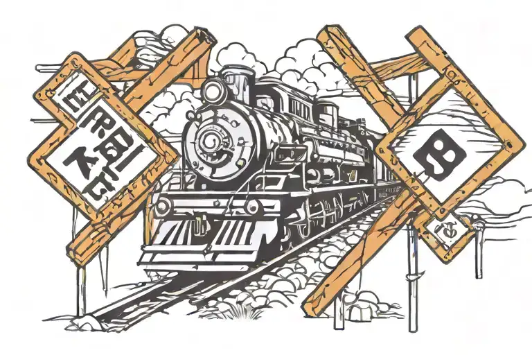 train crossing sign tattoo design idea