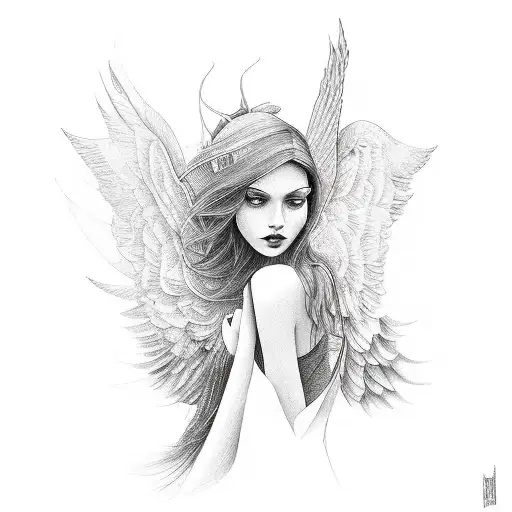 A women having wings who loves to travel and to be independent  tattoo design idea