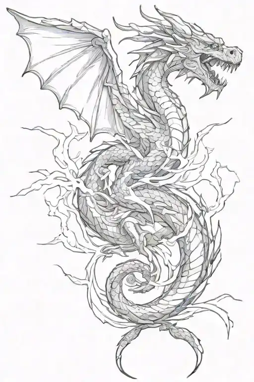 dragon and lightning tattoo design idea