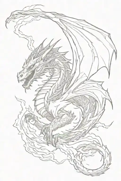 dragon and lightning tattoo design idea