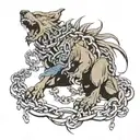 Fenrir bound by chains breaking tattoo design idea
