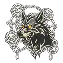 Fenrir bound by chains breaking tattoo design idea