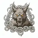 Fenrir bound by chains breaking tattoo design idea
