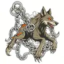 Fenrir bound by chains breaking tattoo design idea
