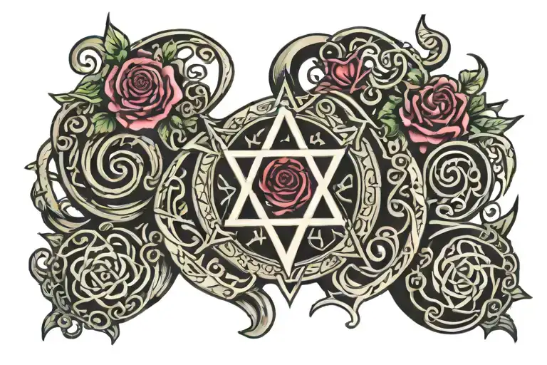 HEARTAGRAM with the names grace faith julian ryan william arabella tattoo design idea