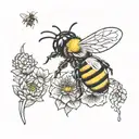 bees and honey combs coloured black tattoo design idea
