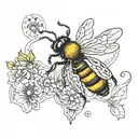 bees and honey combs coloured black tattoo design idea
