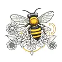 bees and honey combs coloured black tattoo design idea