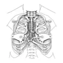 steam engine mechanism behind human ribs tattoo design idea