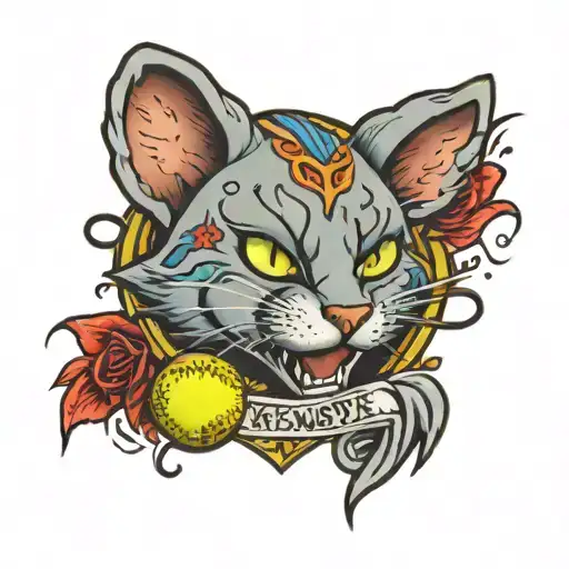 the name kendyse, softball, tom and jerry  tattoo design idea