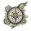 compass wheel motorcycle tattoo design idea