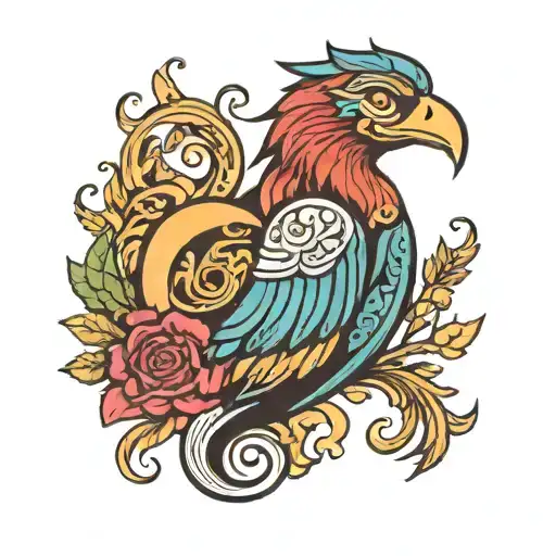 A traditional tattoo of a kidney with a phoenix rising from it, representing the rebirth and new life you received through the transplant from your mother tattoo design idea