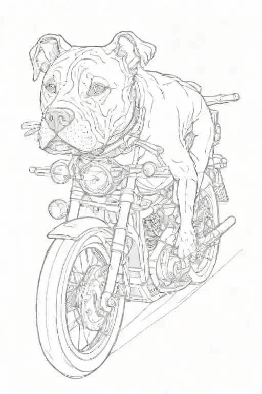 travel motorbike staffie dog tattoo design idea