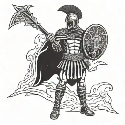 gladiator standing triumphantly tattoo design idea