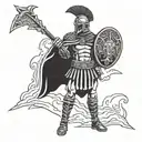 gladiator standing triumphantly tattoo design idea
