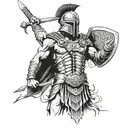 gladiator standing triumphantly tattoo design idea