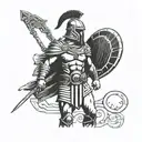 gladiator standing triumphantly tattoo design idea