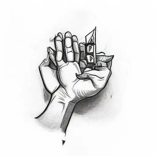 A tattoo of a helping hand reaching out to a lonely figure, showcasing the importance of helping others in times of need tattoo design idea