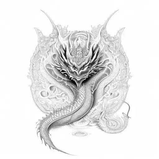 An intricate design of a dragon enveloped in a swirl of emotions, representing the complexity of human nature and the beauty of empathy tattoo design idea