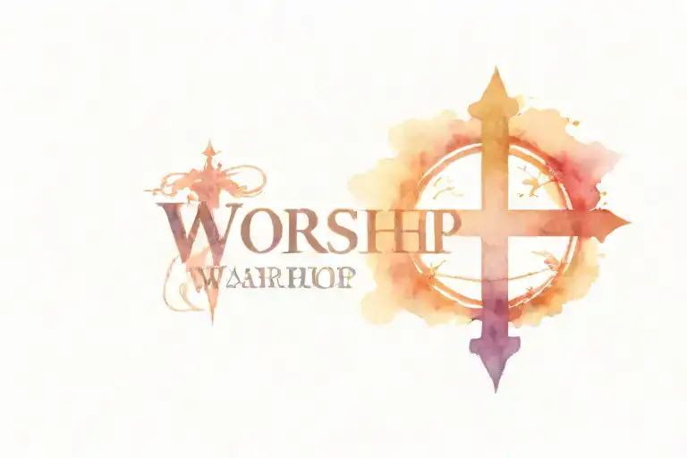 Christian cross with words "Worship Warrior" tattoo design idea