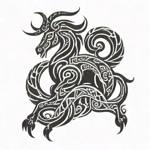 Capricorn zodiac sign tattoo design idea