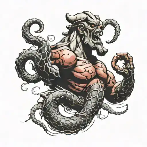 Hellboy fight Snake  tattoo design idea